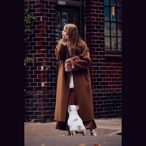 NEW Sizes 10, 12 Womens Double-Breasted Wool-Blend Coat - Camel By Anthropologie